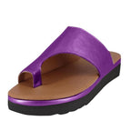 Women Leather Shoes Comfy Platform Flat Sole Ladies Casual Soft Big Toe Foot Sandal Walking Strappy Slides Sandals Open Toe Summer Shoes With Arch Support Stevvex