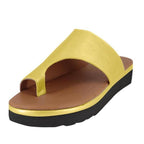 Women Leather Shoes Comfy Platform Flat Sole Ladies Casual Soft Big Toe Foot Sandal Walking Strappy Slides Sandals Open Toe Summer Shoes With Arch Support Stevvex
