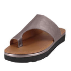 Women Leather Shoes Comfy Platform Flat Sole Ladies Casual Soft Big Toe Foot Sandal Walking Strappy Slides Sandals Open Toe Summer Shoes With Arch Support Stevvex