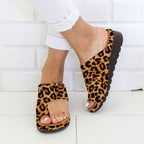 Women Leather Shoes Comfy Platform Flat Sole Ladies Casual Soft Big Toe Foot Sandal Walking Strappy Slides Sandals Open Toe Summer Shoes With Arch Support Stevvex