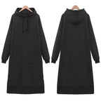 Women Loose Long Hoodie Casual Solid Color Hooded Sweatshirts Student's Autumn Winter Baggy Pullover Oversized Sweatshirt Dress Stevvex