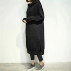 Women Loose Long Hoodie Casual Solid Color Hooded Sweatshirts Student's Autumn Winter Baggy Pullover Oversized Sweatshirt Dress Stevvex