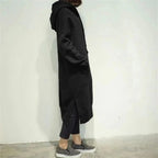 Women Loose Long Hoodie Casual Solid Color Hooded Sweatshirts Student's Autumn Winter Baggy Pullover Oversized Sweatshirt Dress Stevvex