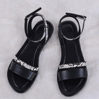 Women Luxury Party Sandals Fashion Summer Casual Black Business Sandals Buckle Straps Beach Shoes Retro Fashion Summer Women Shoes Print Casual Sandals Stevvex