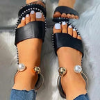 Women Luxury Party Sandals Fashion Summer Casual Black Business Sandals Buckle Straps Beach Shoes Retro Fashion Summer Women Shoes Print Casual Sandals Stevvex