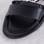 Women Luxury Party Sandals Fashion Summer Casual Black Business Sandals Buckle Straps Beach Shoes Retro Fashion Summer Women Shoes Print Casual Sandals Stevvex