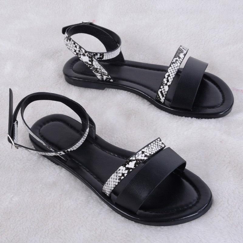 Women Luxury Party Sandals Fashion Summer Casual Black Business Sandals Buckle Straps Beach Shoes Retro Fashion Summer Women Shoes Print Casual Sandals Stevvex