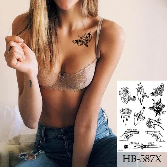 Women Luxury Temporary Stickers Realistic Body Tattoo Flowers Bird Elegant Big Design Stevvex