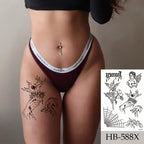 Women Luxury Temporary Stickers Realistic Body Tattoo Flowers Bird Elegant Big Design Stevvex