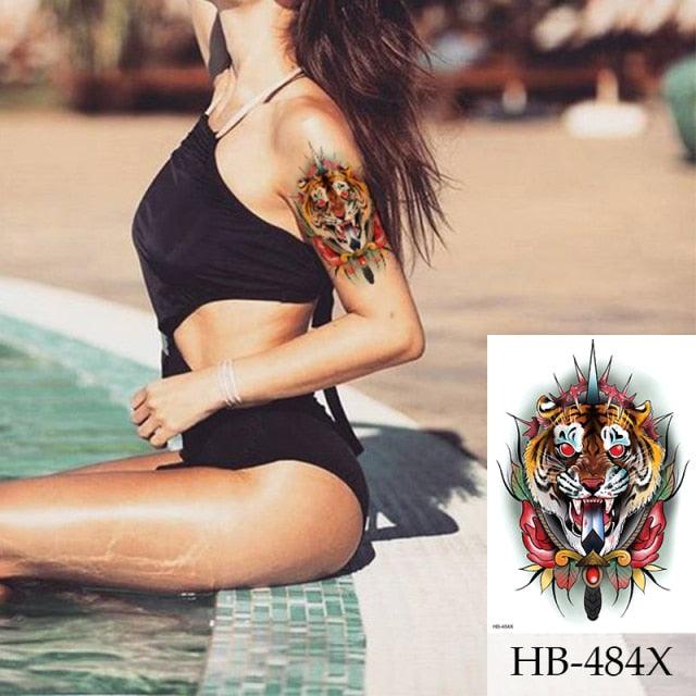 Women Luxury Temporary Stickers Realistic Body Tattoo Flowers Bird Elegant Big Design Stevvex