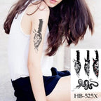 Women Luxury Temporary Stickers Realistic Body Tattoo Flowers Bird Elegant Big Design Stevvex