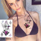 Women Luxury Temporary Stickers Realistic Body Tattoo Flowers Bird Elegant Big Design Stevvex