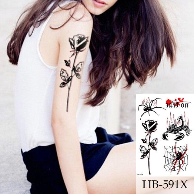 Women Luxury Temporary Stickers Realistic Body Tattoo Flowers Bird Elegant Big Design Stevvex