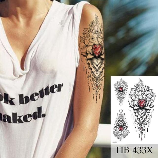 Women Luxury Temporary Stickers Realistic Body Tattoo Flowers Bird Elegant Big Design Stevvex