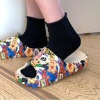 Women Men Summer Slippers Beach Slides Sandals Cartoon Flip Flops Thick Soled Boys Girls Couples Bathroom Shoes Non-Slip Quick Drying Soft Massage Slides Comfortable Lightweight Open Toe Pool Spa Sandals Stevvex