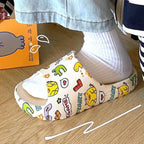 Women Men Summer Slippers Beach Slides Sandals Cartoon Flip Flops Thick Soled Boys Girls Couples Bathroom Shoes Non-Slip Quick Drying Soft Massage Slides Comfortable Lightweight Open Toe Pool Spa Sandals Stevvex