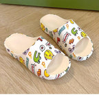 Women Men Summer Slippers Beach Slides Sandals Cartoon Flip Flops Thick Soled Boys Girls Couples Bathroom Shoes Non-Slip Quick Drying Soft Massage Slides Comfortable Lightweight Open Toe Pool Spa Sandals Stevvex