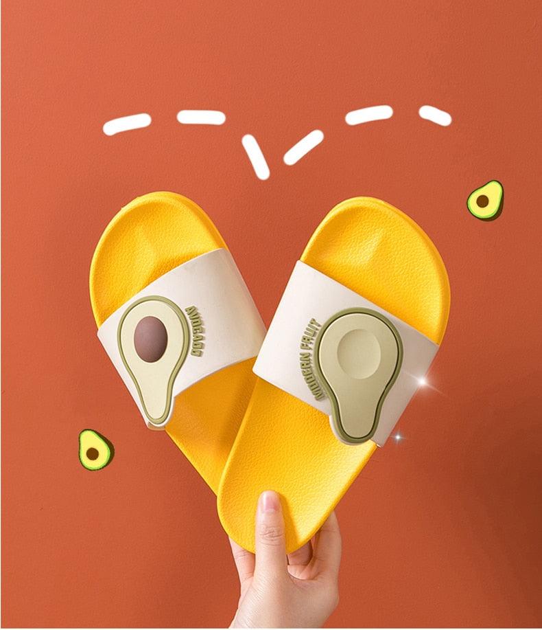 Women Men Summer Slippers Casual Sandals Beach Slides Fruits Avocado Flip Flops Non-Slip Soft Sole Bathroom Shoes Open Toe Soft Slippers Non-Slip Soft Shower Spa Bath Pool Gym House Sandals Stevvex