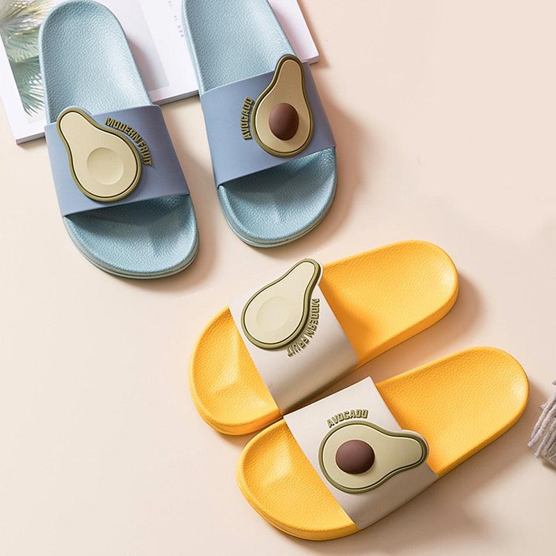 Women Men Summer Slippers Casual Sandals Beach Slides Fruits Avocado Flip Flops Non-Slip Soft Sole Bathroom Shoes Open Toe Soft Slippers Non-Slip Soft Shower Spa Bath Pool Gym House Sandals Stevvex