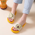 Women Men Summer Slippers Casual Sandals Beach Slides Fruits Avocado Flip Flops Non-Slip Soft Sole Bathroom Shoes Open Toe Soft Slippers Non-Slip Soft Shower Spa Bath Pool Gym House Sandals Stevvex