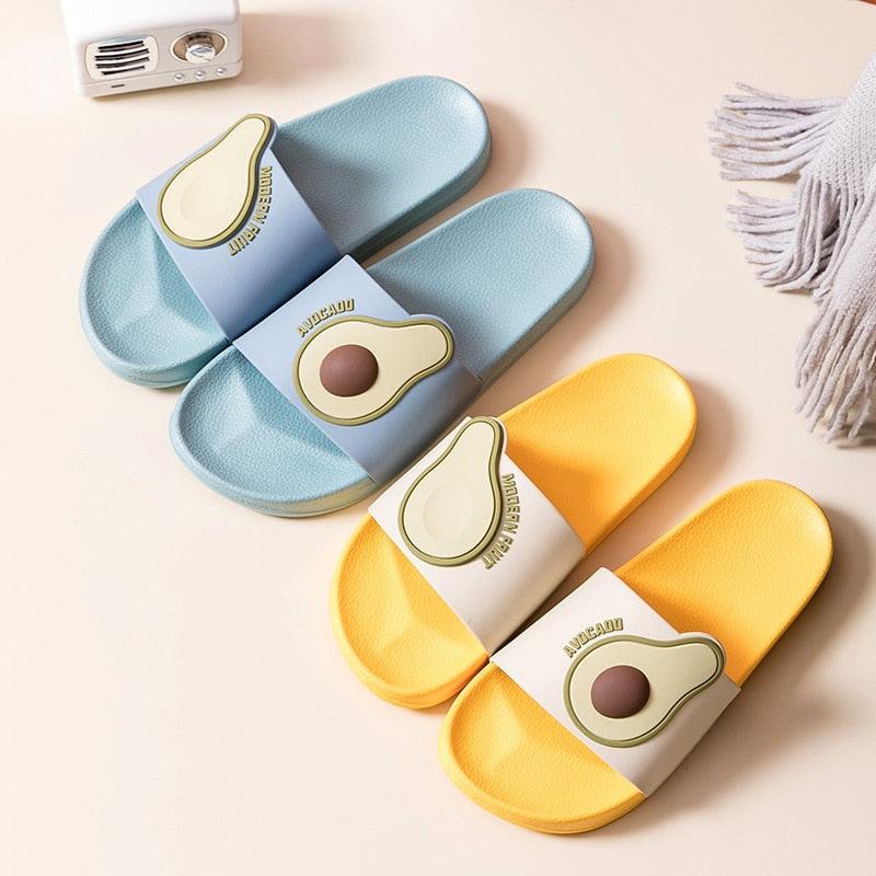 Women Men Summer Slippers Casual Sandals Beach Slides Fruits Avocado Flip Flops Non-Slip Soft Sole Bathroom Shoes Open Toe Soft Slippers Non-Slip Soft Shower Spa Bath Pool Gym House Sandals Stevvex