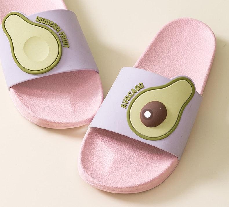 Women Men Summer Slippers Casual Sandals Beach Slides Fruits Avocado Flip Flops Non-Slip Soft Sole Bathroom Shoes Open Toe Soft Slippers Non-Slip Soft Shower Spa Bath Pool Gym House Sandals Stevvex