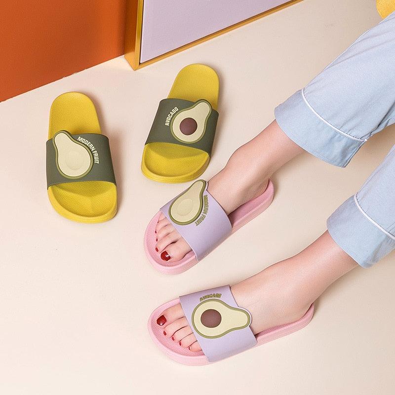 Women Men Summer Slippers Casual Sandals Beach Slides Fruits Avocado Flip Flops Non-Slip Soft Sole Bathroom Shoes Open Toe Soft Slippers Non-Slip Soft Shower Spa Bath Pool Gym House Sandals Stevvex