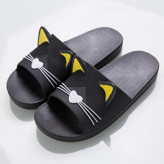 Women Men Summer Slippers Slide Sandals Beach Flip Flops Cats Thick Bottom Couple Boys Girls Comfort Shoes Fashion Outdoor Slides Beach Pool Gym House Slipper Stevvex