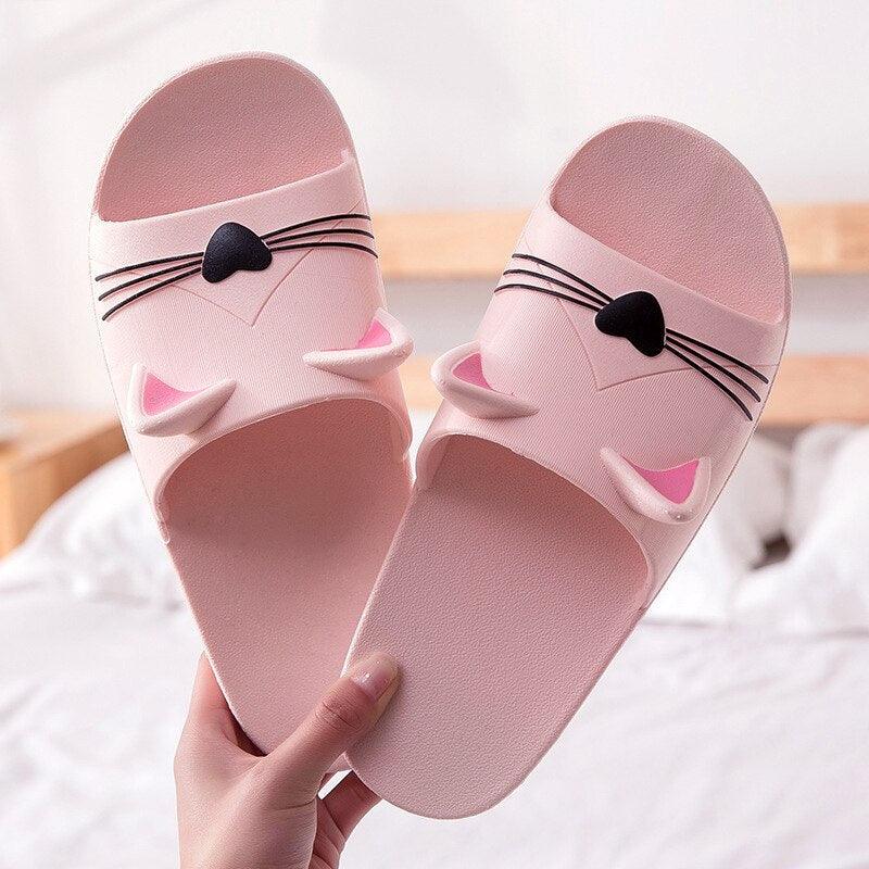 Women Men Summer Slippers Slide Sandals Beach Flip Flops Cats Thick Bottom Couple Boys Girls Comfort Shoes Fashion Outdoor Slides Beach Pool Gym House Slipper Stevvex