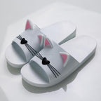 Women Men Summer Slippers Slide Sandals Beach Flip Flops Cats Thick Bottom Couple Boys Girls Comfort Shoes Fashion Outdoor Slides Beach Pool Gym House Slipper Stevvex