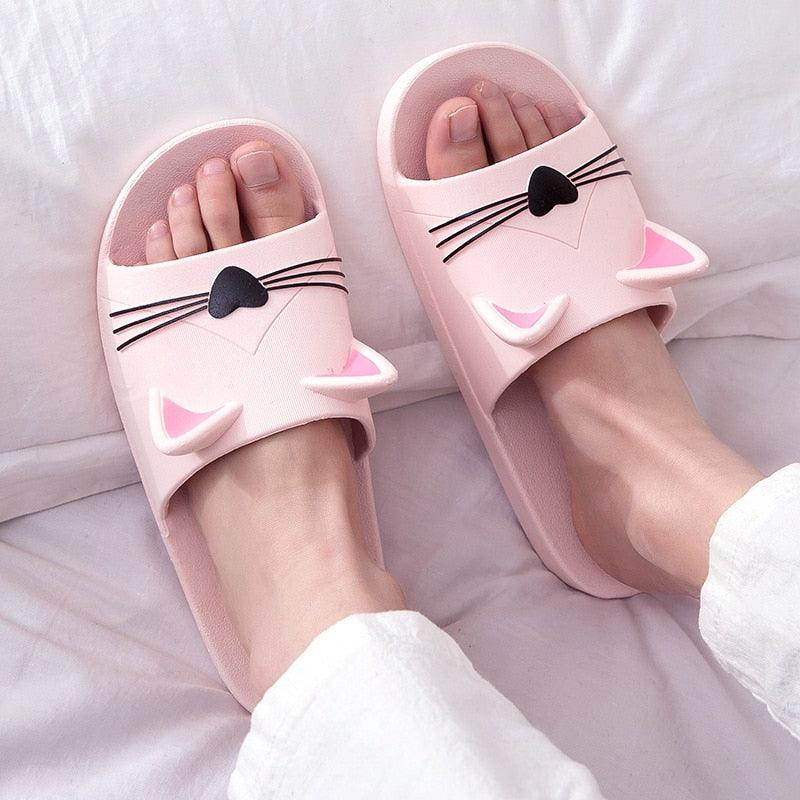 Women Men Summer Slippers Slide Sandals Beach Flip Flops Cats Thick Bottom Couple Boys Girls Comfort Shoes Fashion Outdoor Slides Beach Pool Gym House Slipper Stevvex