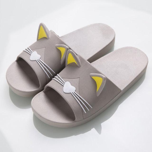 Women Men Summer Slippers Slide Sandals Beach Flip Flops Cats Thick Bottom Couple Boys Girls Comfort Shoes Fashion Outdoor Slides Beach Pool Gym House Slipper Stevvex