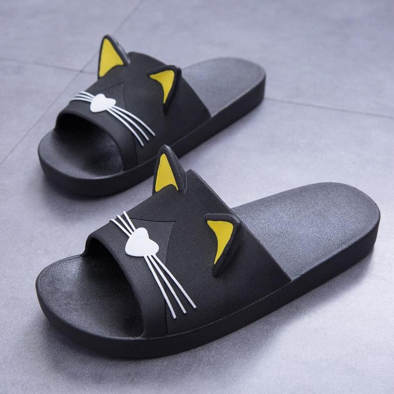 Women Men Summer Slippers Slide Sandals Beach Flip Flops Cats Thick Bottom Couple Boys Girls Comfort Shoes Fashion Outdoor Slides Beach Pool Gym House Slipper Stevvex