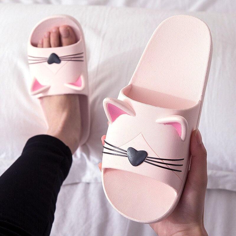 Women Men Summer Slippers Slide Sandals Beach Flip Flops Cats Thick Bottom Couple Boys Girls Comfort Shoes Fashion Outdoor Slides Beach Pool Gym House Slipper Stevvex