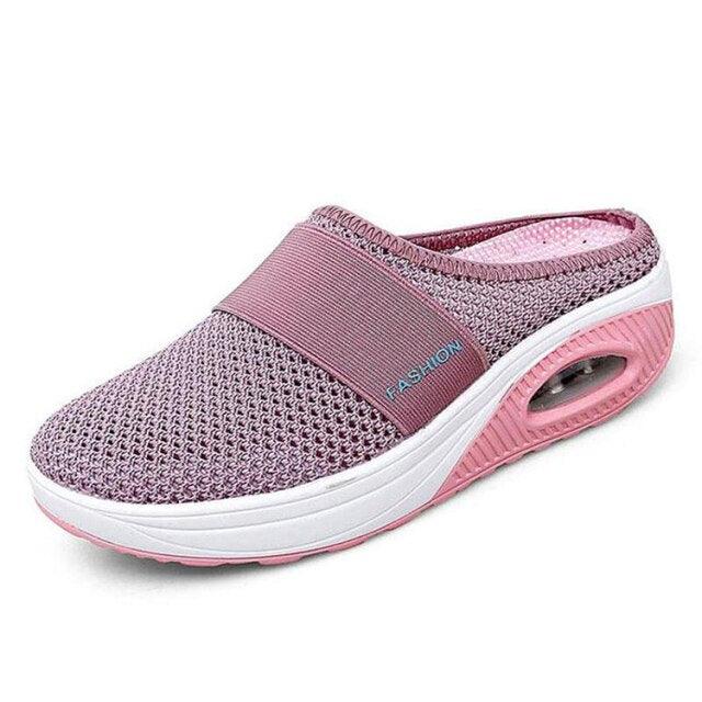 Women Mesh Lightweight Shoes Modern Clogs Female Air Cushion Sandals Thick Bottom Sneakers Air Cushion Slip-On Walking Shoes Breathable Casual Outdoor Walk Sneakers With Arch Support Stevvex