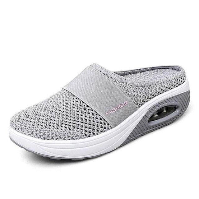 Women Mesh Lightweight Shoes Modern Clogs Female Air Cushion Sandals Thick Bottom Sneakers Air Cushion Slip-On Walking Shoes Breathable Casual Outdoor Walk Sneakers With Arch Support Stevvex