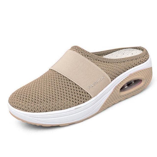 Women Mesh Lightweight Shoes Modern Clogs Female Air Cushion Sandals Thick Bottom Sneakers Air Cushion Slip-On Walking Shoes Breathable Casual Outdoor Walk Sneakers With Arch Support Stevvex