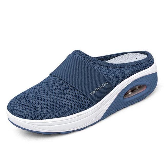 Women Mesh Lightweight Shoes Modern Clogs Female Air Cushion Sandals Thick Bottom Sneakers Air Cushion Slip-On Walking Shoes Breathable Casual Outdoor Walk Sneakers With Arch Support Stevvex