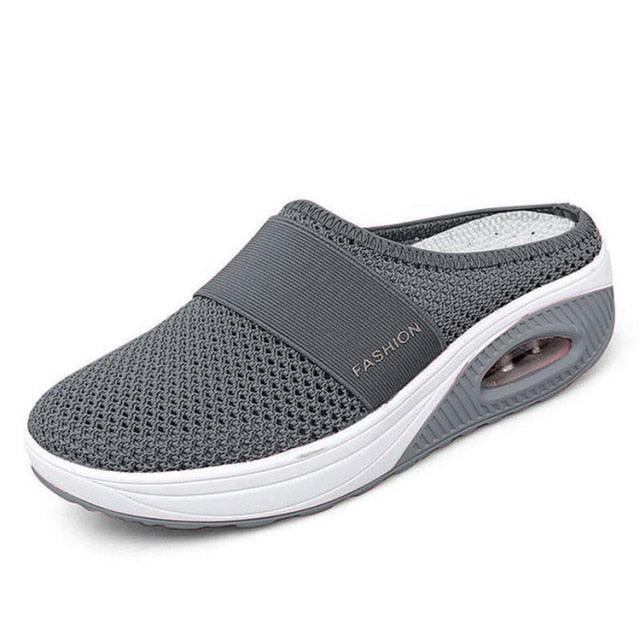 Women Mesh Lightweight Shoes Modern Clogs Female Air Cushion Sandals Thick Bottom Sneakers Air Cushion Slip-On Walking Shoes Breathable Casual Outdoor Walk Sneakers With Arch Support Stevvex