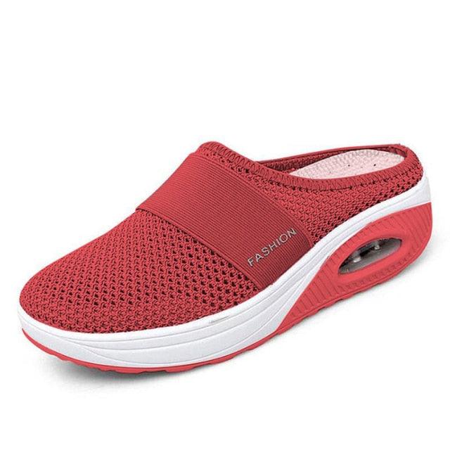 Women Mesh Lightweight Shoes Modern Clogs Female Air Cushion Sandals Thick Bottom Sneakers Air Cushion Slip-On Walking Shoes Breathable Casual Outdoor Walk Sneakers With Arch Support Stevvex