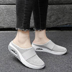 Women Mesh Lightweight Shoes Modern Clogs Female Air Cushion Sandals Thick Bottom Sneakers Air Cushion Slip-On Walking Shoes Breathable Casual Outdoor Walk Sneakers With Arch Support Stevvex