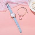 Women New Color Bear Fashion Student Quartz Watch Bracelet Combination Set Kids Girl Wrist Watch Bracelet Leather Rhinestone Luxury Design Simple Dress Women's Watches Stevvex
