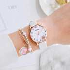 Women New Color Bear Fashion Student Quartz Watch Bracelet Combination Set Kids Girl Wrist Watch Bracelet Leather Rhinestone Luxury Design Simple Dress Women's Watches Stevvex