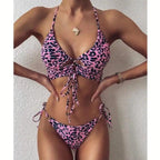 Women New High Waist Bikini Swimsuit Modern Swimwear Female Thong Brazilian Bikini Set Bathing Suit Bather Women's Twist Front High Waisted Bikini Swimsuit Halter Drawstring Tie Side Bottom Two Piece Bathing Suit