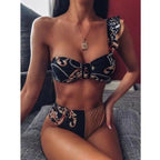 Women New High Waist Bikini Swimsuit Modern Swimwear Female Thong Brazilian Bikini Set Bathing Suit Bather Women's Twist Front High Waisted Bikini Swimsuit Halter Drawstring Tie Side Bottom Two Piece Bathing Suit