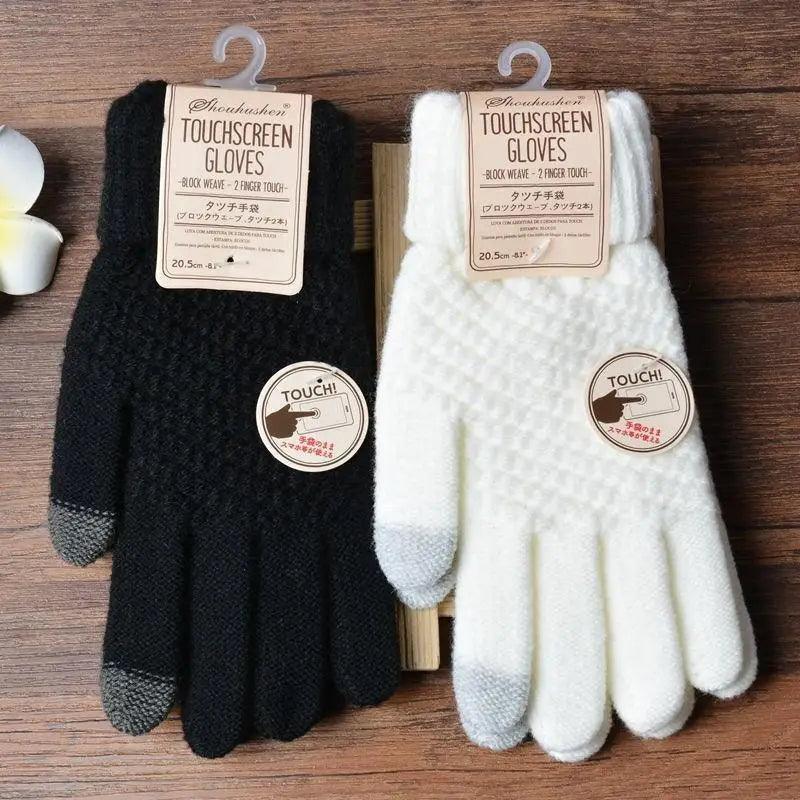 Women New Wool Knitted Gloves Winter Warm Thick Touch Screen Gloves Solid Mittens For Women For Winter Gloves Winter Touch Screen Gloves for Women and Men Stevvex
