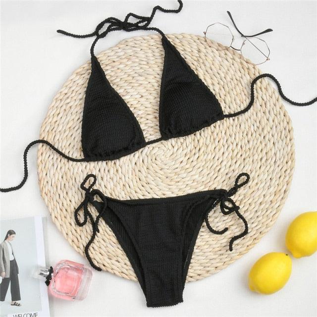 Women One-Shoulder Bikini Swimsuit Women Push Up Swimwear Women's Bathing Suit Comfortable Bikini Ribbed Two Piece Swimsuit Bikini Set Summer Bathing Suit Beach Wear Swimming Suit Stevvex