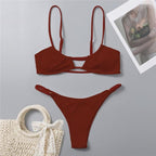 Women One-Shoulder Bikini Swimsuit Women Push Up Swimwear Women's Bathing Suit Comfortable Bikini Ribbed Two Piece Swimsuit Bikini Set Summer Bathing Suit Beach Wear Swimming Suit Stevvex
