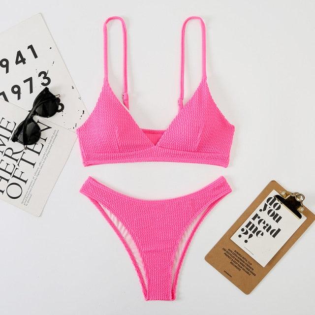 Women One-Shoulder Bikini Swimsuit Women Push Up Swimwear Women's Bathing Suit Comfortable Bikini Ribbed Two Piece Swimsuit Bikini Set Summer Bathing Suit Beach Wear Swimming Suit Stevvex