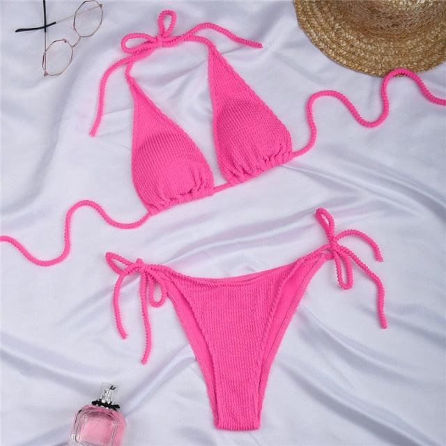 Women One-Shoulder Bikini Swimsuit Women Push Up Swimwear Women's Bathing Suit Comfortable Bikini Ribbed Two Piece Swimsuit Bikini Set Summer Bathing Suit Beach Wear Swimming Suit Stevvex